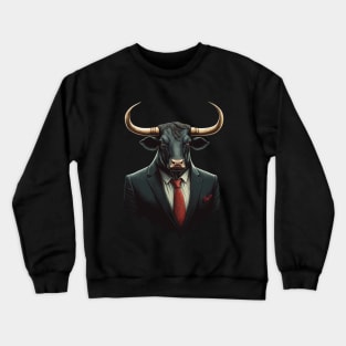 Taurus Bull in Black Suit ready for Business Crewneck Sweatshirt